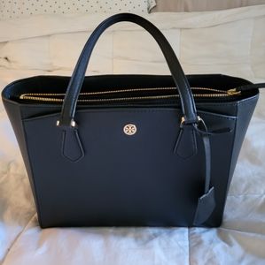 Tory Burch Robinson black leather tote